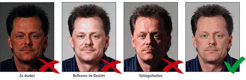 Biometrisches Passbild: Ausleuchtung