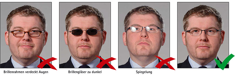 Biometrisches Passbild: Brillenträger